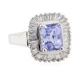 3.03 ctw Sapphire and Diamond Ring - 14KT White Gold