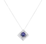 2.55 ctw Blue Sapphire And Diamond Pendant And Chain - 14KT White Gold