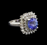 14KT White Gold 3.11 ctw Tanzanite and Diamond Ring