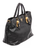 Prada Black Leather GHW Tote Bag