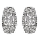 14k White Gold 0.68CTW Diamond Earrings, (SI3/G-H)