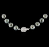 Cultured Pearl and Diamond Necklace - 14KT White Gold