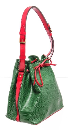 Louis Vuitton Green Red Epi Leather Noe PM Drawstring Shoulder Bag