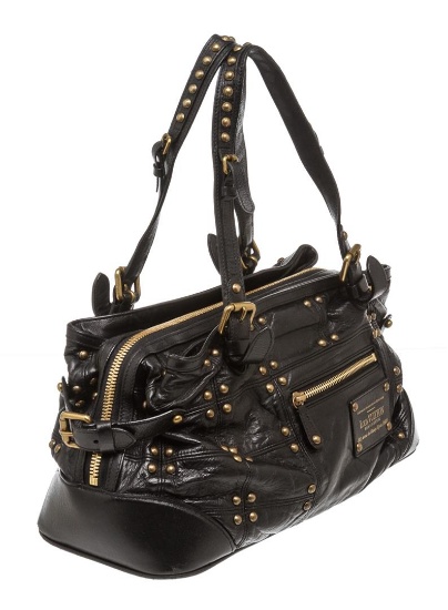 Louis Vuitton Black Leather Sac Riveting Bag