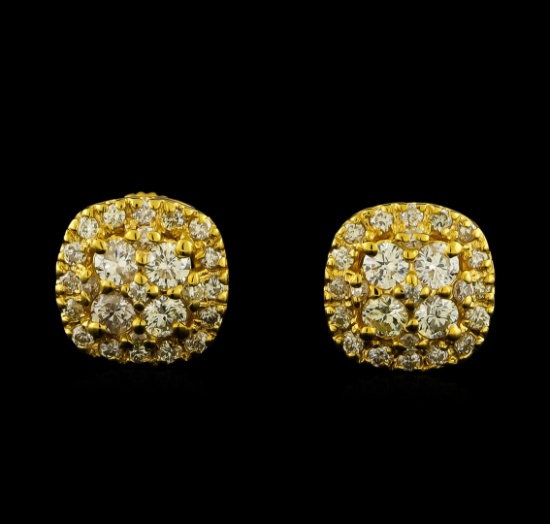 1.05 ctw Diamond Earrings - 14KT Yellow Gold