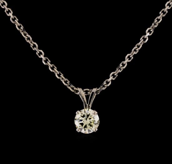 1.00 ctw Diamond Solitaire Pendant With Chain - 14KT White Gold