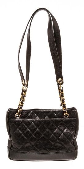 Chanel Black Caviar Leather Tote Shoulder Bag