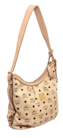 MCM Cream Visetos Coated Canvas Leather Medium Crossbody Bag