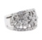 1.38 ctw Diamond Wide Band Floral Ring - 14KT White Gold