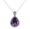 14.72 ctw Amethyst and Diamon Pendant With Chain - 14KT White Gold