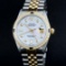 Rolex Mens 2 Tone 14K Mother Of Pearl Diamond & Sapphire Datejust Wristwatch
