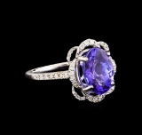 14KT White Gold 3.09 ctw Tanzanite and Diamond Ring