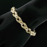 14K Yellow Gold 2.25 ctw Baguette Round Diamond Split & Bezel Link Tennis Bracel