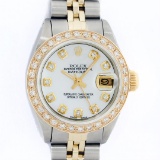Rolex Ladies 2 Tone 14K MOP Diamond Datejust Wristwatch