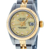 Rolex Ladies 2 Tone 14K Champagne Diamond 26MM Datejust Wristwatch