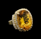 14KT Yellow Gold 11.17 ctw Citrine and Diamond Ring