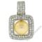 14k White Gold Golden Pearl and 3.00 ctw Diamond Square Enhancer Slide Pendant