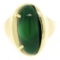 Men's 14k Yellow Gold Oval Cabochon Green Onyx Solitaire Engulfing Ring
