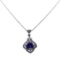 3.47 ctw Tanzanite and Diamond Pendant With Chain - 18KT White Gold