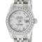Rolex Ladies Stainless Steel Quickset Mother Of Pearl Diamond Datejust Wristwatc