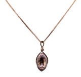 3.88 ctw Morganite and Diamond Pendant With Chain - 14KT Rose Gold