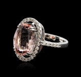 18KT White Gold 7.16 ctw Morganite and Diamond Ring