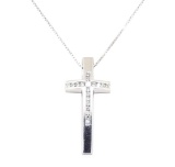 0.20 ctw Diamond Cross Pendant with Chain - 14KT & 18KT White Gold