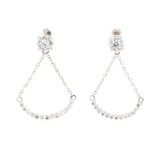 0.51 ctw Diamond Dangle Crescent Earrings - 10KT White Gold
