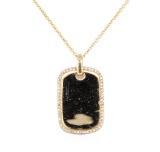 0.20 ctw Diamond Dog Tag Pendant with Chain - 14KT Yellow Gold