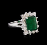 14KT White Gold 2.61 ctw Emerald and Diamond Ring