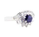 1.13 ctw Sapphire and Diamond Ring - 14KT White Gold