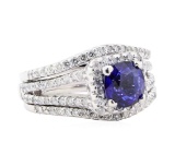 2.70 ctw Sapphire And Diamond Ring - 14KT White Gold