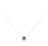 1.30 ctw Lab Created Ruby and Diamond Pendant with Chain - Silver and 14KT White