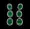 9.51 ctw Emerald and Diamond Earrings - 14KT Yellow Gold