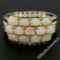 14kt Yellow Gold 1.80 ctw Oval Cabochon Opal and Round Diamond Wide Band Cluster