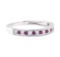 0.20 ctw Ruby and Diamond Straight-Line Double Milgrain Band - 10KT White Gold