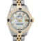 Rolex Ladies 2 Tone 18K Gold Bezel MOP Diamond & Sapphire Datejust Wristwatch