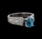 2.25 ctw Blue Zircon and Diamond Ring - 18KT White Gold