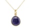 Faceted Sapphire Slice Pendant with Chain - 14KT Yellow Gold