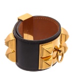 Hermes Black Leather Collier de Chien CDC Bracelet