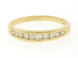 14k Solid Gold 0.28 ctw 10 Round Brilliant Cut Channel Diamond Ladies Band Ring