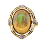 4.73 ctw Opal and Diamond Ring - 14KT Yellow Gold
