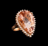 14KT Rose Gold 19.63 ctw GIA Certified Morganite and Diamond Ring