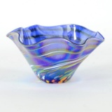Mini Wave Bowl (Blue Rainbow Twist) by Glass Eye Studio