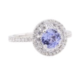 2.41 ctw Sapphire And Diamond Ring - 14KT White Gold