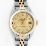 Rolex Ladies 2 Tone 14K Champagne Diamond 26MM Datejust Wristwatch