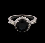 1.78 ctw Green Tourmaline and Diamond Ring - 14KT White Gold