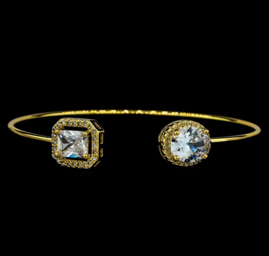 CZ Open Bangle Bracelet - Gold Plated