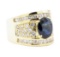 3.29 ctw Blue Sapphire And Diamond Ring - 14KT Yellow Gold