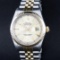 Rolex Mens 2 Tone 14K Champagne Tapestry Index 36MM Datejust Wristwatch